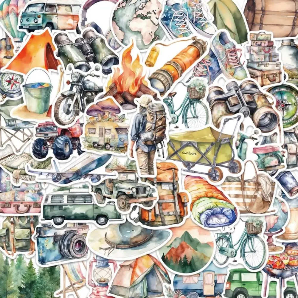 50 Wanderlust Adventure Decal Stickers, Water Resistant
